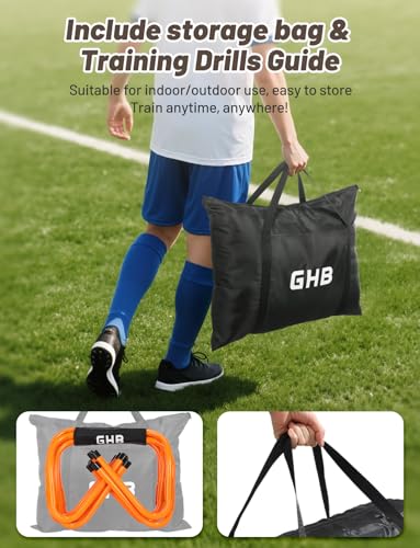 GHB Agility Hurdles Adjustable 8.3"&12.6" Speed Training Equipment Set | Foldable, Sturdy, Drill Guide &Carry Bag Included, For Amateur & Athletes, Soccer & Basketball - color: Orange 6 Pack