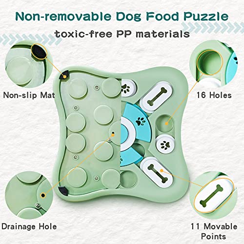 Dog Puzzle Toys Set,Interacive Slow Feeder for Cat,Dog Lick Mat with Suction Cups,Pet Enrichment Toys from Small to Medium - color: Green