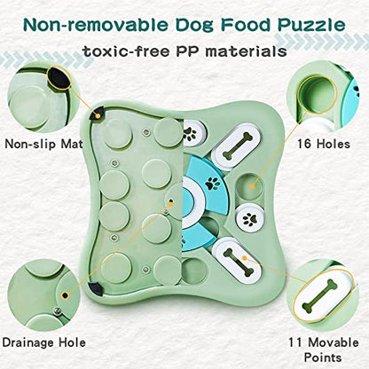 Dog Puzzle Toys Set,Interacive Slow Feeder for Cat,Dog Lick Mat with Suction Cups,Pet Enrichment Toys from Small to Medium - color: Green