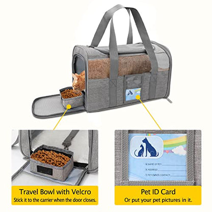 Refrze Cat Carrier,Dog Carriers for Small Dogs Medium Cats Pet Carrier up to 15 Lbs, TSA Airline Approved Cat Carrier Soft, Cat Dog Crate Travel Bag,Grey - color: Grey, size: 17.0"L x 12.0"W x 11.0"H