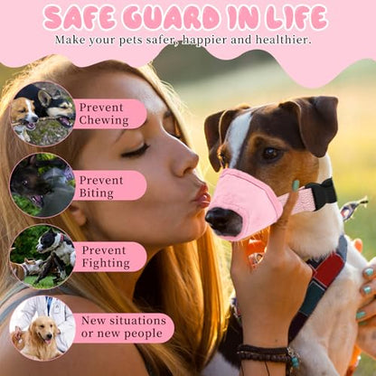 Dog Muzzle for Small Dogs, Breathable Adjustable Puppy Muzzles, Small Dog Muzzle for Grooming Barking Chewing Allows Panting Drinking