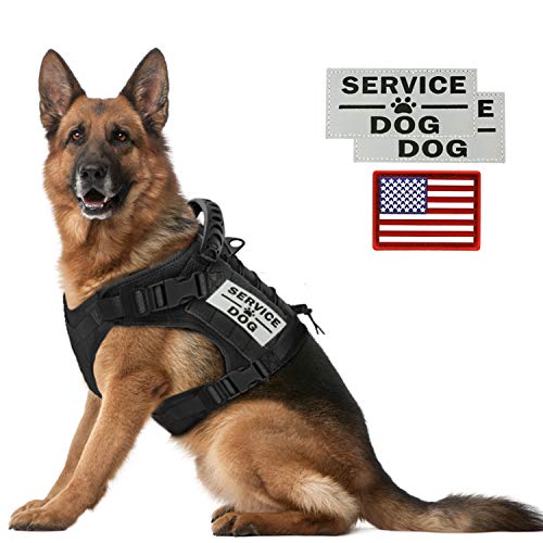 Tactical Service Dog Vest Harness for Medium Large Dog, Military K9 Training Dog Vest with Molle and Loop Panels Adjustable Tactical Harnesses with Handle (M, Black) - color: Black, size: Medium (Pack of 1)