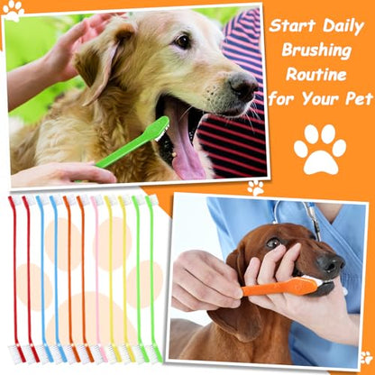 Honeydak Dog Toothbrush Bulk Dual Headed Dental Brushes Dogs Tooth Brushing Kit Long Handle Pet Tooth Brush for Puppy Large Small Cats and Most Pets Teeth Cleaning Dental Supplies(70 Pcs,Multicolor) - color: Multicolor