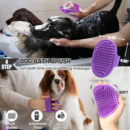 Bonteck Dog Slicker Brush for Dogs Grooming Kit 5PCS | Large Dog Brush for Goldendoodles Poodles Doodles | Long Pin Haired Brush | Poodle Brushes and Comb (Purple) - color: Purple