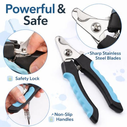 Dog Nail Clippers and Trimmers for Large Breed - Professional Cat Nail Clipper with Quick Sensor, Safety Guard and Nail File