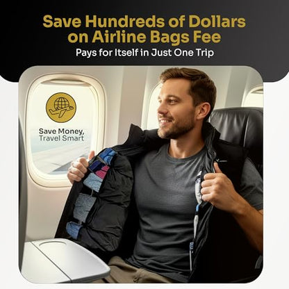Smart Travel Vest for Men & Women with 12 Hidden Pockets | Avoid Carry-on Fees | Holds 4 Days of Clothes - size: X-Large
