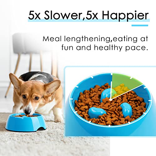 Super Design Slow Feeder Dog Bowl, 1 Cup, Non-Slip, Heat-Resistant, Sturdy, Dishwasher Safe, Suitable for Large Dogs - color: Blue, size: M