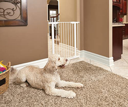 Midwest 39" Steel Walk-Thru Dog Gate, White | Pressure Mounted, Expands 29.5"- 38" Wide, Auto-Close Door, Spring-Loaded Latch, Includes Two 3" Extensions - color: White, size: 39-Inch