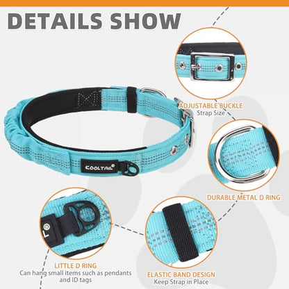 KOOLTAIL Heavy Duty Dog Collar with Handle for Large Dogs, Ballistic Nylon Collar for Training Control, Soft Padded Thick Wide Reflective Dogs Collar with Adjustable Metal Buckle for Walking, Green L