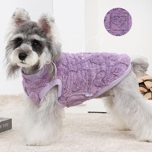 XPUDAC 3 Pack Dog Sweater, Dog Winter Coat with Cute Pattens Pullover Stretchy Fleece Sweaters for Small Medium Dogs Girl Boy-S（Pink-Hot Pink-Purple - color: Pink-Hot pink-Purple, size: Small