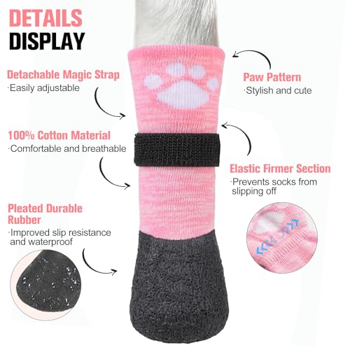 BEAUTYZOO Anti Slip Dog Socks Boots, Dog Shoes for Hot/Cold Pavement Snow Rain Days,Waterproof Grip Dog Booties Paw Protector for Hardwood Floor, Prevent Licking for Small Medium Large Senior Old Dogs - size: XX-Large