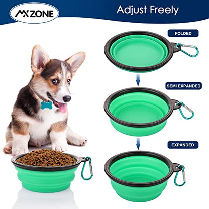 Collapsible Dog Bowls, 3 Pack Collapsable Doggy Water Bowl for Cats Dogs, Portable Travel Dog Feeding Watering Dish for Pet Camping Walking with 2 Carabiners - color: White & Pink & Green