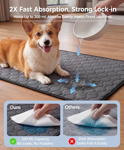 Doglike [Upgraded Silver-Ion Odor] Washable Pee Pads for Dogs – Ultra Absorbent, Leak-Proof, Non-Slip & 5-Hour Quick-Drying Reusable Puppy Training Pads for Home, Crate & Sofa,24" x 18" (2 Pack) - size: 24" x 18"【Industry #1 Ag+ Fabric Application】