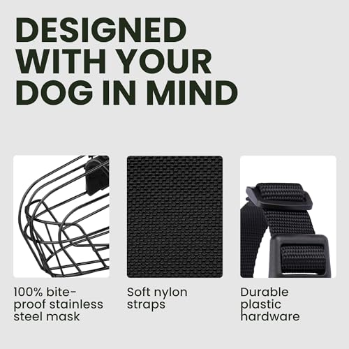 BRONZEDOG Pitbull Dog Muzzle Breathable Metal Basket for Large Dogs Amstaff Staffordshire Terrier Biting Chewing Barking (Nylon, Military Green) - color: Nylon, Military Green