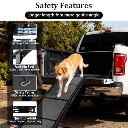 71" x 20" Dog Ramp for Car, Folding Pet Stair Ramps for Truck, SUV, Portable Pet Steps Load-Bearing 200LBS with Non-Slip Surface