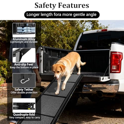 71" x 20" Dog Ramp for Car, Folding Pet Stair Ramps for Truck, SUV, Portable Pet Steps Load-Bearing 200LBS with Non-Slip Surface