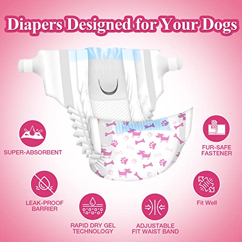 Dono Disposable Dog Diapers Female, Super Absorbent Doggie Diaper, Rapid-Dry Gel Technology Puppy Diapers, Leak-Proof Fit for Cat Doggy in Heat, Excitable Urination, Incontinence, X-Small - size: X-Small (42 count)