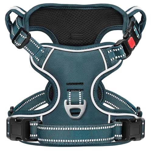Timos Dog Harness Small Sized, No Pull Pet Harness with Neck Lockable Snap, No Choke Front Clip Reflective Vest, Adjustable Metal Rings 3 Buckles, Easy Control Handle for Small Dogs Blackish Green S - color: Lock Blackish Green, size: Small (Pack of 1)