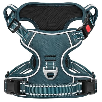 Timos Dog Harness Small Sized, No Pull Pet Harness with Neck Lockable Snap, No Choke Front Clip Reflective Vest, Adjustable Metal Rings 3 Buckles, Easy Control Handle for Small Dogs Blackish Green S - color: Lock Blackish Green, size: Small (Pack of 1)