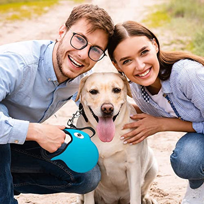 16ft Retractable Dog Leash for Large Breed Dogs up to 110 lbs with a Detachable Chew Proof Extender Wire Ropes (Blue L) - color: Blue, size: Large