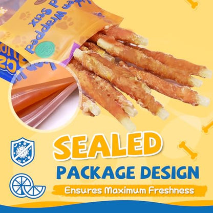 Gazeupon Dog Treats for Small Dogs, Soft Chicken Wrapped Cod Sticks, Rawhide Free Training Treats for Small Breeds, Healthy Chewy Snacks with Omega-3
