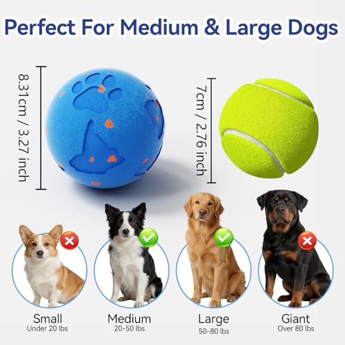 Smart Interactive Dog Toy Ball, Automatic Moving Rolling & Bouncing, Motion Activated E-TPU Dog Ball, Waterproof Chew Resistant for Medium & Large Dogs (Blue) - color: Blue