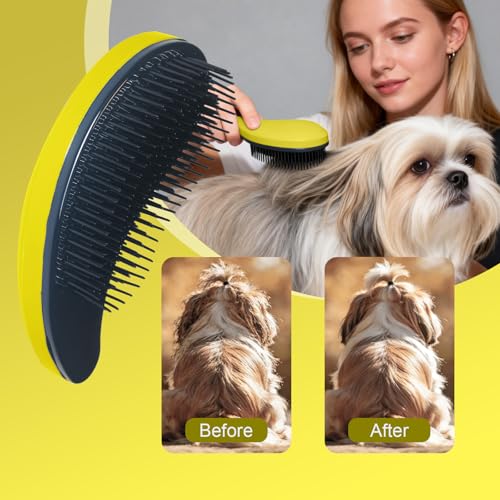 Small Dog Brush - Grooming Tool for Teddy, Yorkies, Maltese, Shih Tzu, Chihuahua - Puppy Hair Brush (Yellow) - color: Yellow