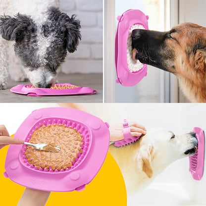 Aquapaw Lick Mat for Dogs 2-Pack XL, Suction Cup Dog Slow Feeder Pad & Licking Mat for Peanut Butter Treats – Calming Dog Bathing Aid, Stress Relief & Mental Stimulation for All Breeds - Pink - size: 2-Pack XL