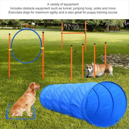 Dog Agility Training Kit with Tunnel, Ring, and Poles – Lightweight, Easy to Assemble, ABS and Polyester Construction