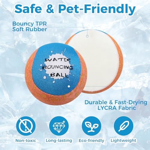 BINGPET Dog Pool Toy Floating Balls, 2 Pcs Dog Water Ball for Summer Swimming Bouncing Ball Pool Toys, Interactive Soft Dog Chew Balls for Small and Medium Dogs - color: Blue&Pink