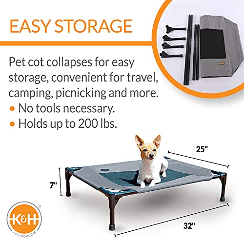 K&H Pet Products Original Pet Cot Elevated Dog Bed & Cot Canopy, Chocolate/Black Mesh, Gray
