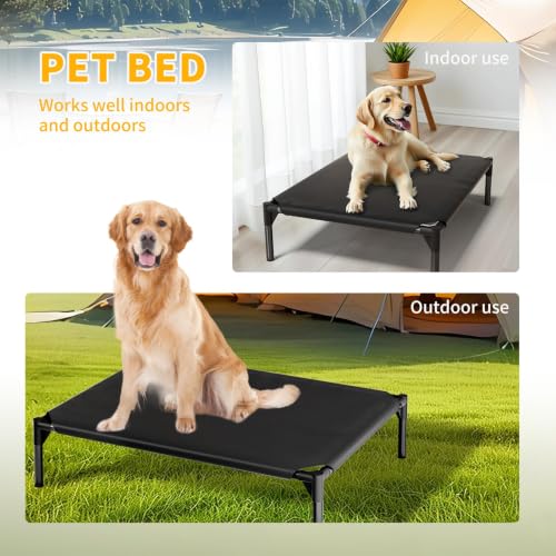 Elevated Dog Cot Bed,Cooling Raised Pet Bed with Washable Breathable Mesh Sturdy Metal Frame,Portable Raised Dog Bed with Anti-Slip Feet for Indoor Outdoor Backyard Use (35" X 26" X 7") - size: 35" X 26" X 7"