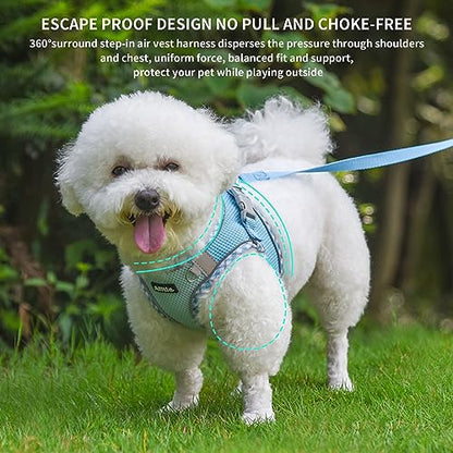 AIITLE Small Dog Harness - Breathable Double-Layer Jacquard No-Choke Vest, Durable Anti-Tear Fabric with Reflective Trim - Perfect for Running, Parties, Daily Walks (Blue, XS) - color: Blue, size: XS(Chest: 11.5 - 13.5")