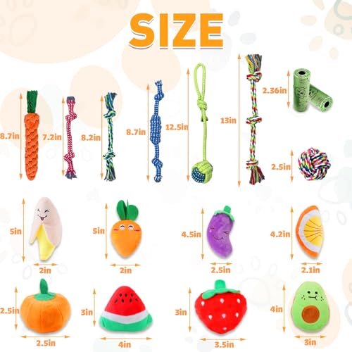 MRSOHRET 18 Pack Dog Toys Puppy Teething Toys, Puppy Essentials Chew Toy Bundle with Squeaky Toy and Interactive Rope for Small Dogs to Keep Them Busy - style: puppy toys 18pcs
