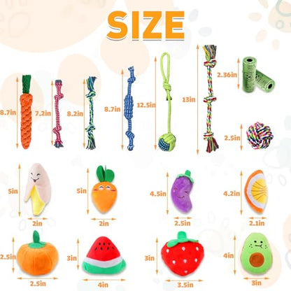 MRSOHRET 18 Pack Dog Toys Puppy Teething Toys, Puppy Essentials Chew Toy Bundle with Squeaky Toy and Interactive Rope for Small Dogs to Keep Them Busy - style: puppy toys 18pcs