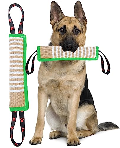 Clysoru Dog Tug Toy Tough Jute Bite Pillow Lasting Training Equipment Puppy to Large Dogs Interactive for Large and Small - color: green footprint