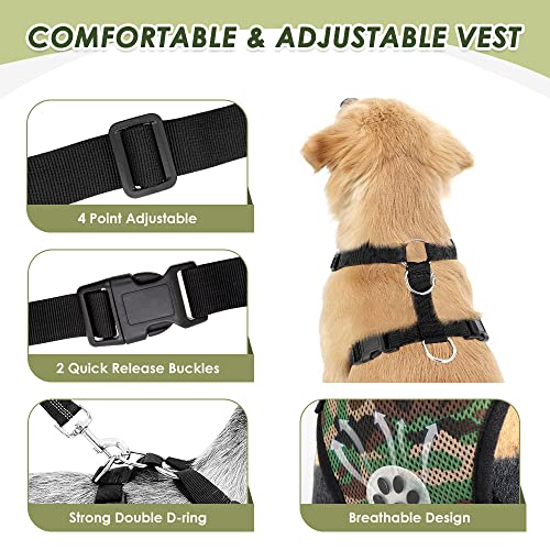 Lukovee Dog Car Harness Seat Belt, Adjustable Mesh Breathable Vest with Elastic Bungee Tether, Soft Padded 2-in-1 Safety Car Harness Seatbelt for Small Medium Large Dogs (Camouflage,XS) - color: ·Camouflage, size: X-Small