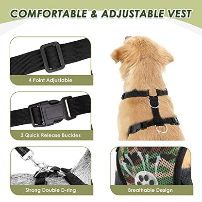 Lukovee Dog Car Harness Seat Belt, Adjustable Mesh Breathable Vest with Elastic Bungee Tether, Soft Padded 2-in-1 Safety Car Harness Seatbelt for Small Medium Large Dogs (Camouflage,XS) - color: ·Camouflage, size: X-Small