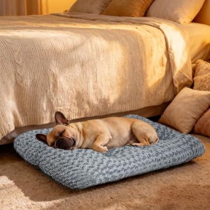 Dog Bed Medium Size Dog Deluxe Plush, Washable Medium Dog Beds, Indestructible Dog Crate Pad, Anti-Slip Soft Pet Bed, Comfy Kennel Pad for Large, Jumbo, Small, Medium Dogs Extra, 29"x 21"-L, Dark Gray - color: Dark Grey, size: 29"L x 21"W x 3"Th