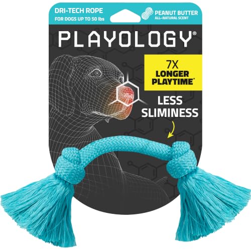 Playology Dog Toys | Dri-Tech Rope Tug of War Dog Toy for Tough Chewers | Peanut Butter Scented Medium Tug Rope Toys for Dogs - size: Medium, style: Peanut Butter