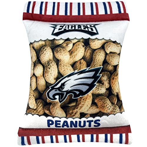 Pets First NFL Philadelphia Eagles Crinkle FINE Plush Dog & CAT Squeak Toy - Cutest Stadium Peanuts Snack Plush Toy for Dogs & Cats with Inner Squeaker & Beautiful Baseball Team Name/Logo Small - color: Philadelphia Eagles, style: STADIUM PEANUTS SNACK