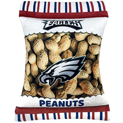 Pets First NFL Philadelphia Eagles Crinkle FINE Plush Dog & CAT Squeak Toy - Cutest Stadium Peanuts Snack Plush Toy for Dogs & Cats with Inner Squeaker & Beautiful Baseball Team Name/Logo Small - color: Philadelphia Eagles, style: STADIUM PEANUTS SNACK