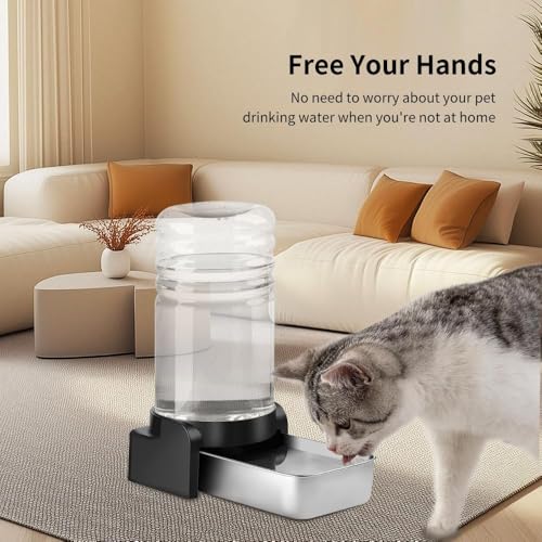 Marchul 2.3 Gallon Dog Water Dispenser, Large Dog Water Bowl Dispenser with Stainless Steel, Automatic Gravity Pet Bowl for Dogs Medium to Large (3 Filters) 8.6L
