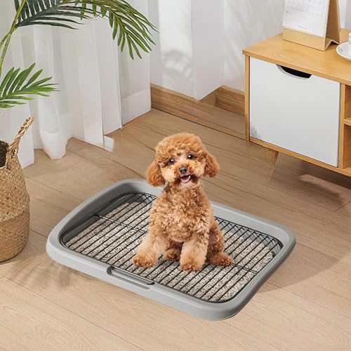Flat Bottom Dog Toilet, Puppy Potty Tray with Mesh, Puppy Pad Holder Tray, Indoor Pet Training Toilet, Detachable and Washable, Suit for Small and Medium Sized Dogs, Gift for Pet Lover