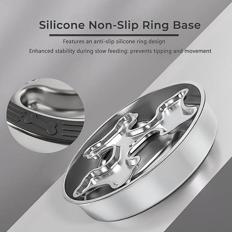 Stainless Steel Rotating Bone-Shaped Slow Food Pet Feeder | 304 Grade, Anti-Spill, For Dogs and Cats