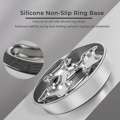 Stainless Steel Rotating Bone-Shaped Slow Food Pet Feeder | 304 Grade, Anti-Spill, For Dogs and Cats