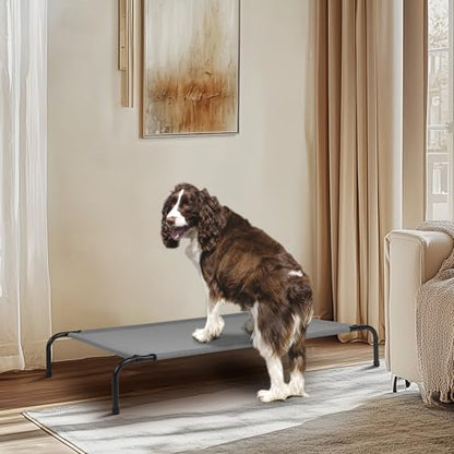 Outvita 50 Inch Elevated Dog Bed, Outdoor Cooling Raised Pet Cot, with Waterproof Textilene Mesh, Washable, Breathable, Alloy Steel Frame, Portable, Chew Proof, Indoor & Outdoor (Gray)