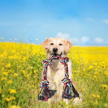 Heavy Duty Dog Rope Toys for Aggressive Chewers, Tough Tug of War Dog Toys for Large, Medium & Small Dogs - color: red