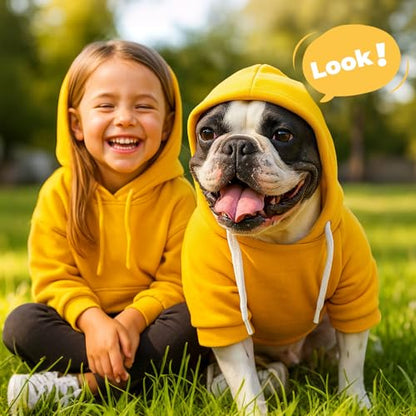 PETCARE Basic Dog Hoodie Sweaters for Small Medium Large Dogs Cats Puppy Clothes Soft Warm Fleece Dog Hoodies Sweatshirt with Small Pockets Fall Winter Chihuahua Dachshund Golden Retriever Outfits - color: Yellow, size: XL(Suggest 10-14 lbs)