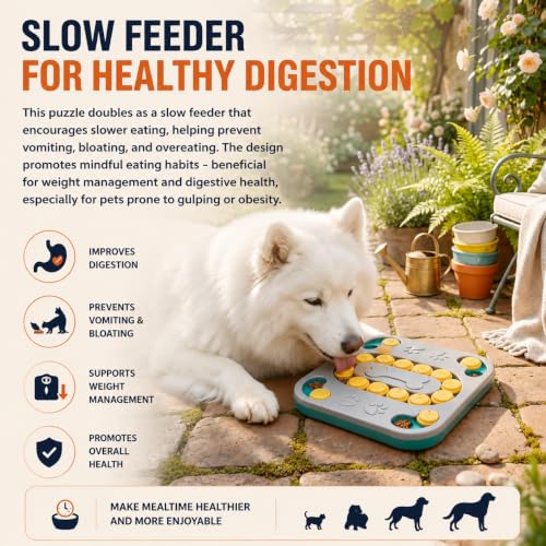 Cat Puzzle Toy, Treat Dispenser & Slow Feeder for Cat and Dog (grey) | Sturdy Plastic Enrichment Toys for Mental Stimulation,Reduces Boredom & Destructive Chewing - color: grey